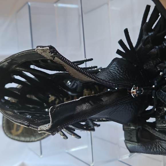 Sam Edelman Griffin Sandals BLack Boho Festival Thong Back Zip Leather Sz 8 - Picture 8 of 8